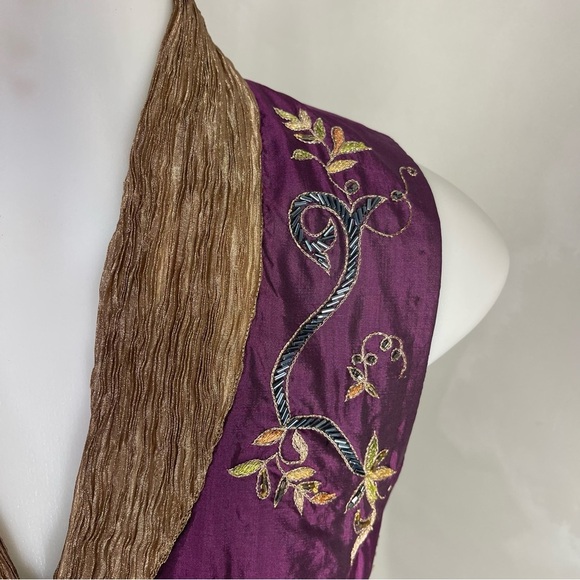 YSA Dupiré Vintage 1980s Silk Hand Beaded Art Vest - Picture 7 of 11